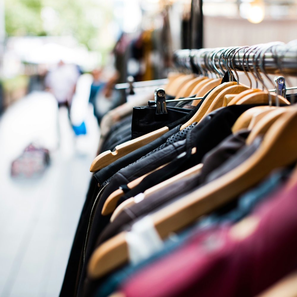 Clothes hanging on a rack